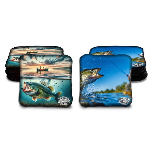 Large Mouth Bass Fishing Cornhole Bags