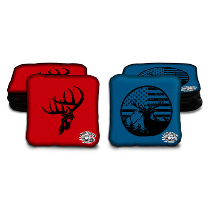 Red and Navy Deer Hunting Cornhole Bags
