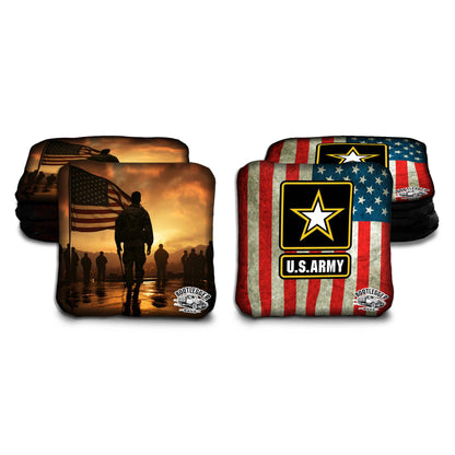 Army Flag and Soldier Sillouette Cornhole Bags