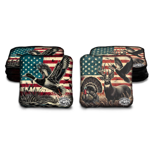 Hunting Deer Turkey and Duck Flag Cornhole Bags