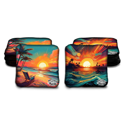 Sunsets in Paradise Tropical Cornhole Bags