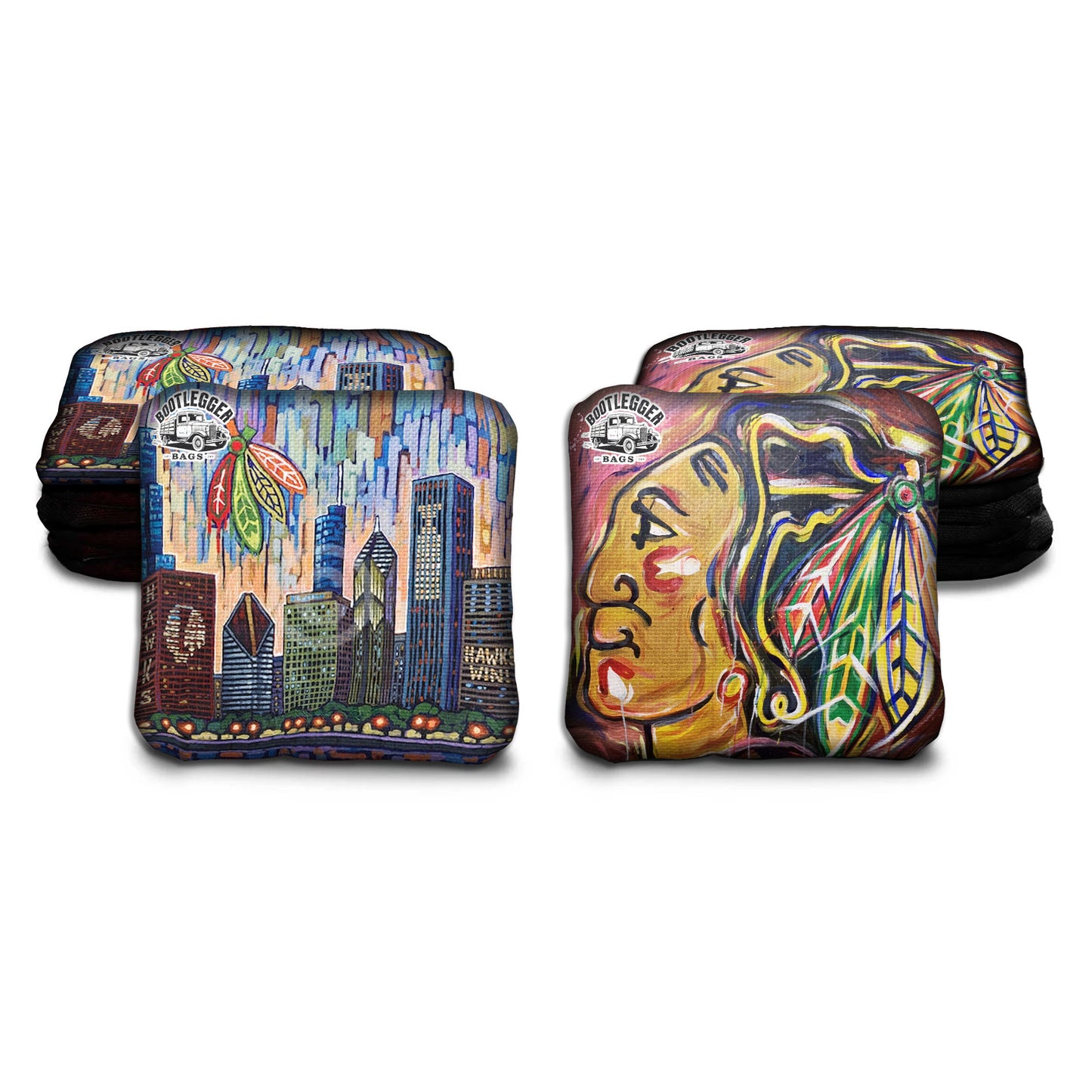 Chicago Blackhawks Fan Art Cornhole Bags