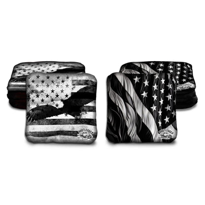 Black and White American Flag and Eagle Cornhole Bags