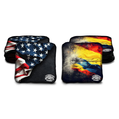 Columbian and American Flag Cornhole Bags