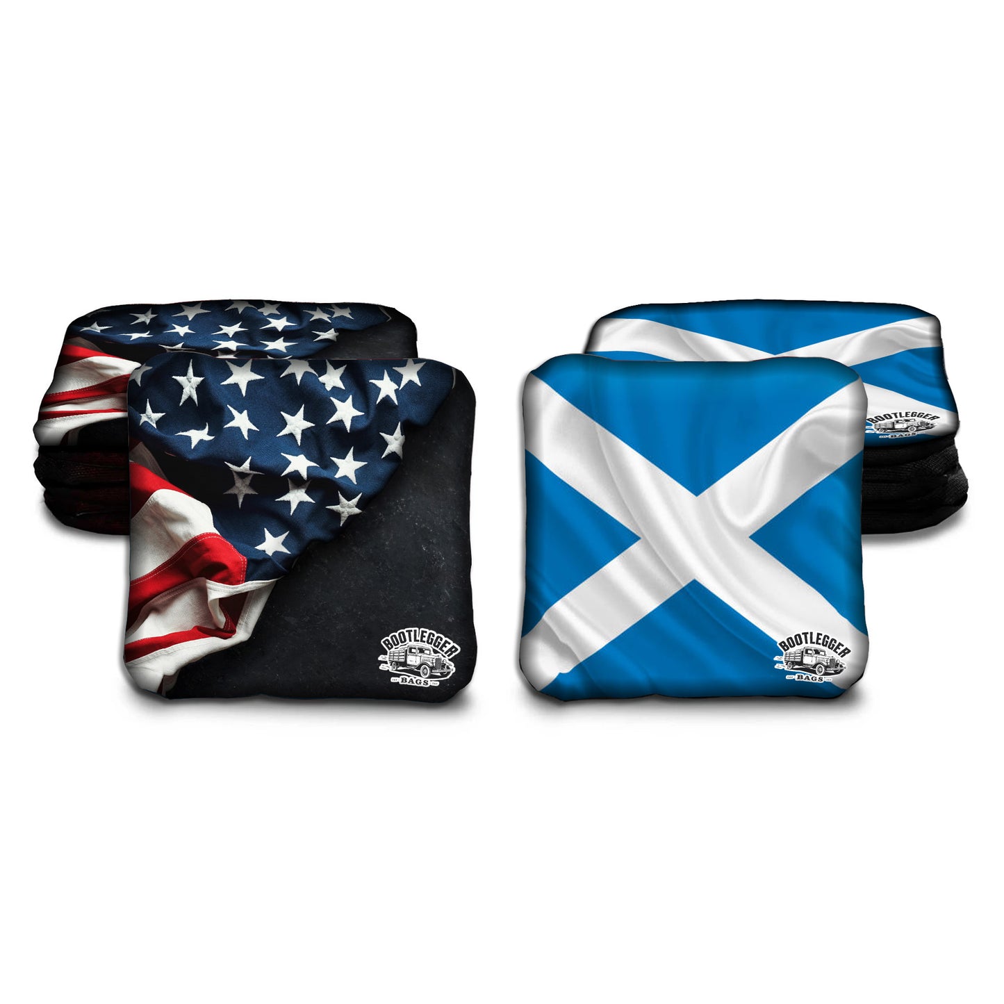 Scottish and American Flag Cornhole Bags