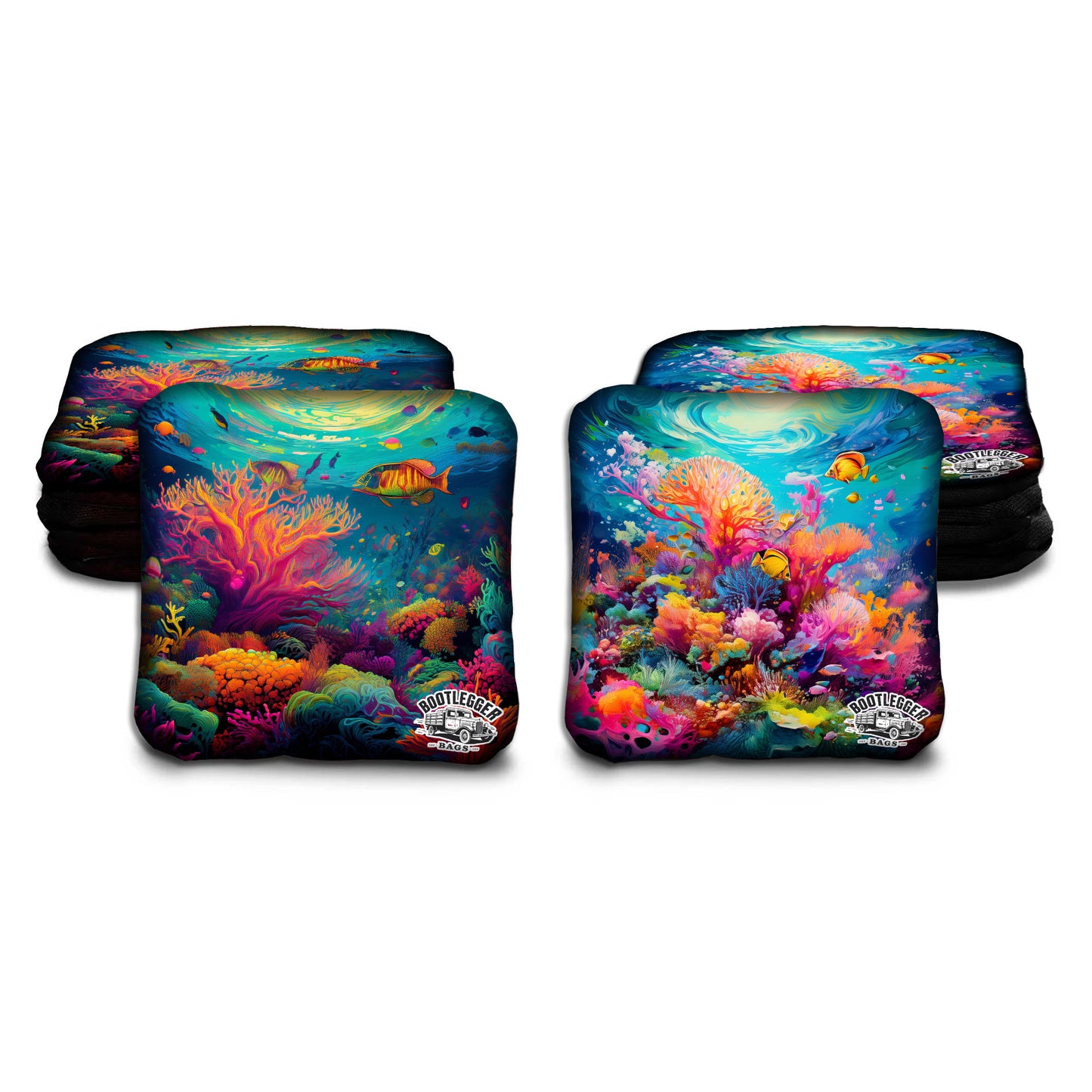 Bright Coral Reef Cornhole bags
