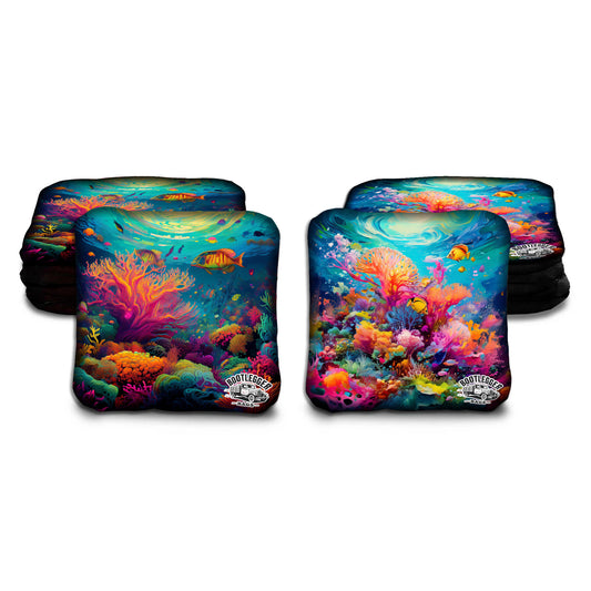 Bright Coral Reef Cornhole bags