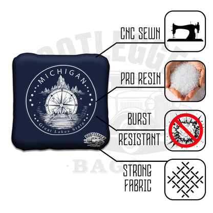 Red and Navy Michigan and Great Lakes Cornhole Bags