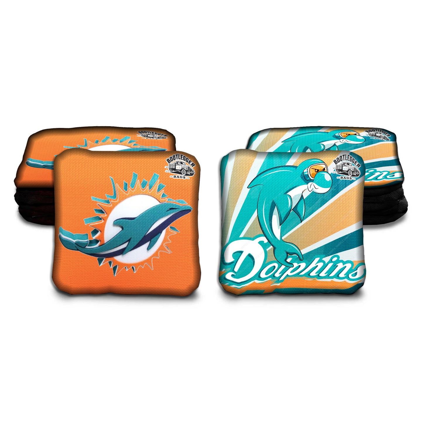 Miami Dolphins Fan Art Cornhole Bags