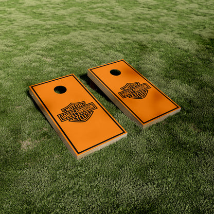Orange Harley Davidson Cornhole Wraps/Skins