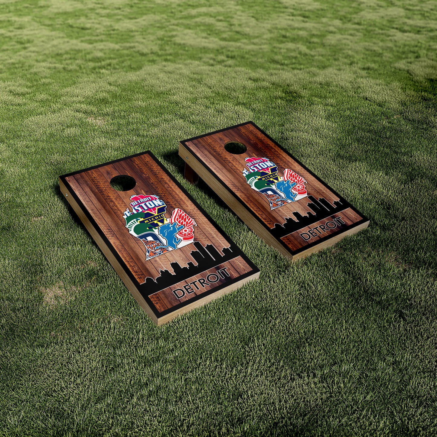 Detroit All Sports Teams Michigan Peninsula Cornhole Wraps/Skins