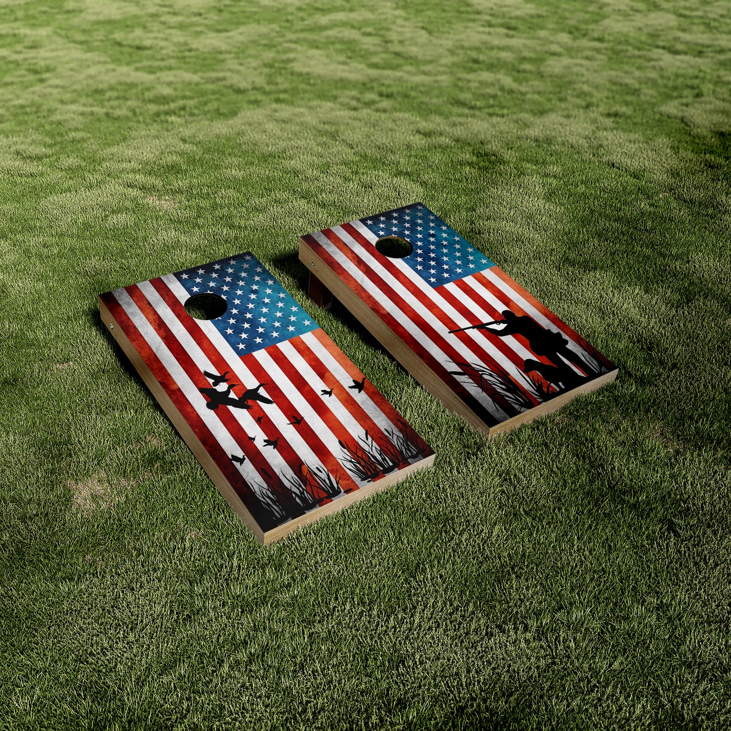 Duckhunter Silhouette Mixed Vinyl Cornhole Wraps/Skins