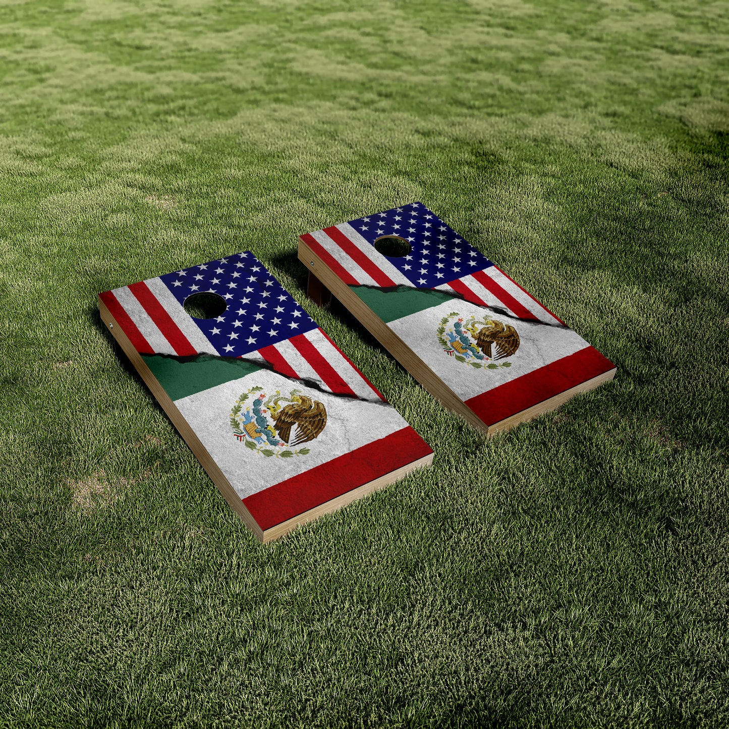 Mexican American Flag Cornhole Vinyl Wraps/Skins