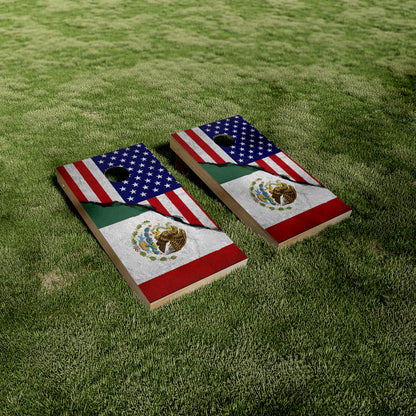 Mexican American Flag Cornhole Vinyl Wraps/Skins