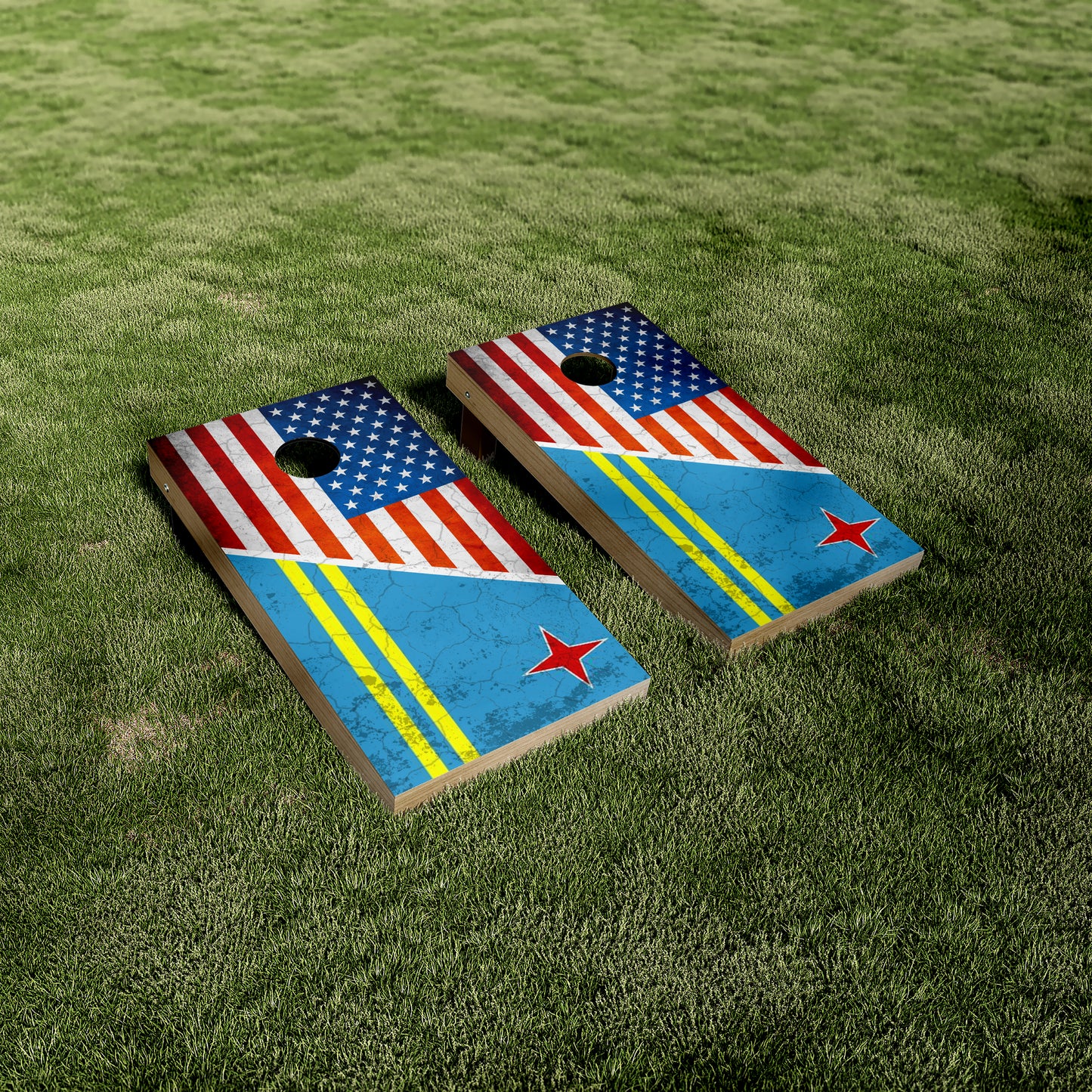 Arabian American Flag Cornhole Vinyl Wraps/Skins