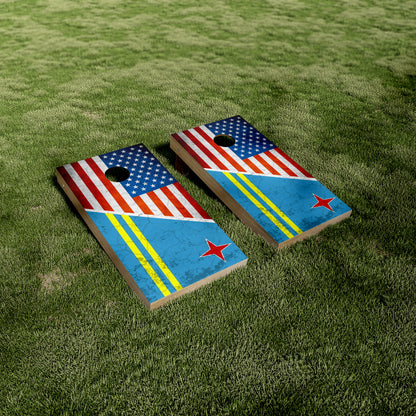 Arabian American Flag Cornhole Vinyl Wraps/Skins