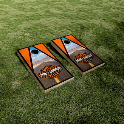 Harley Davidson Road View Cornhole Vinyl Wraps — Peel & Stick Motorcycle Style