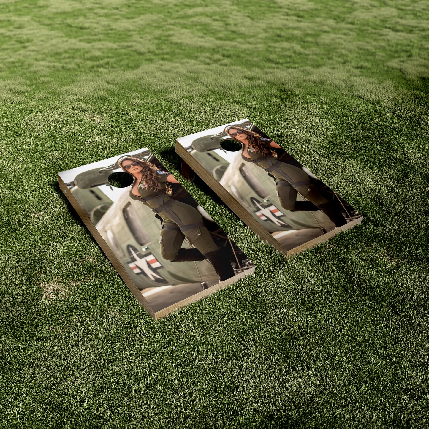 Pinup Model Flight Suit Helicopter Cornhole Wraps/Skins