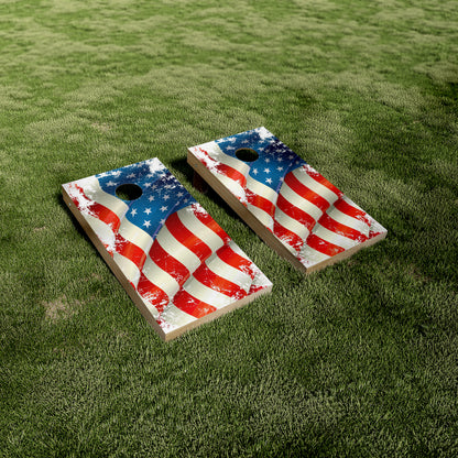 Tattered American Flag Cornhole Vinyl Wraps/Skins