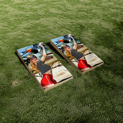 Retro Pinup Model Airplane Cornhole Wraps/Skins