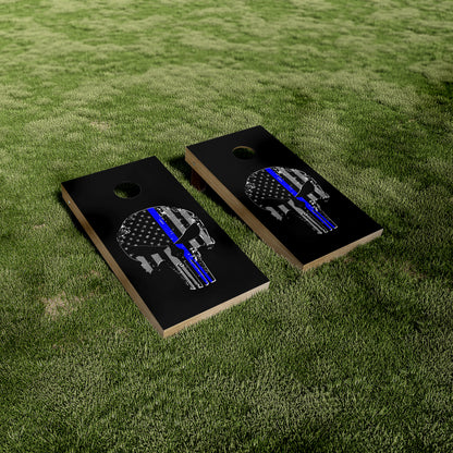 Punisher Thin Blue Line Cornhole Vinyl Wraps/Skins