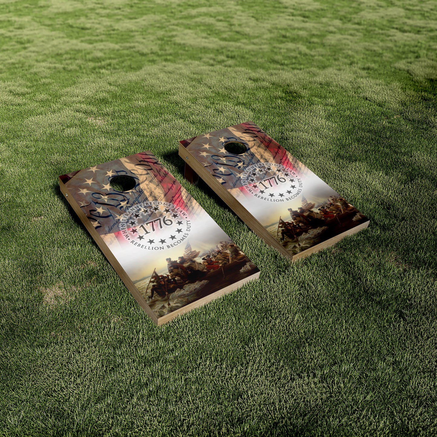 We the People - Crossing the deleware Cornhole Vinyl Wraps/Skins