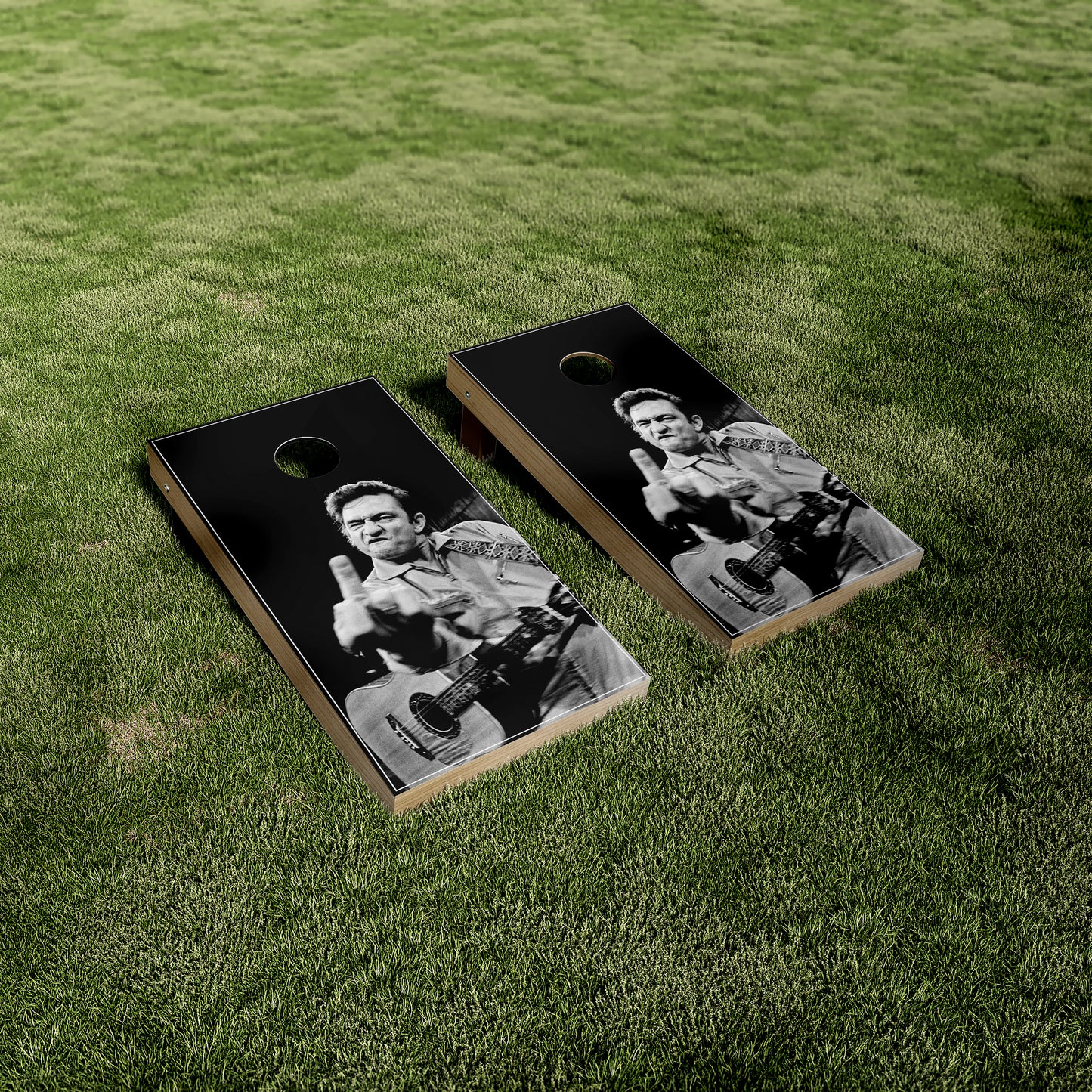 Johnny Cash Middle Finger Cornhole Vinyl Wraps/Skins