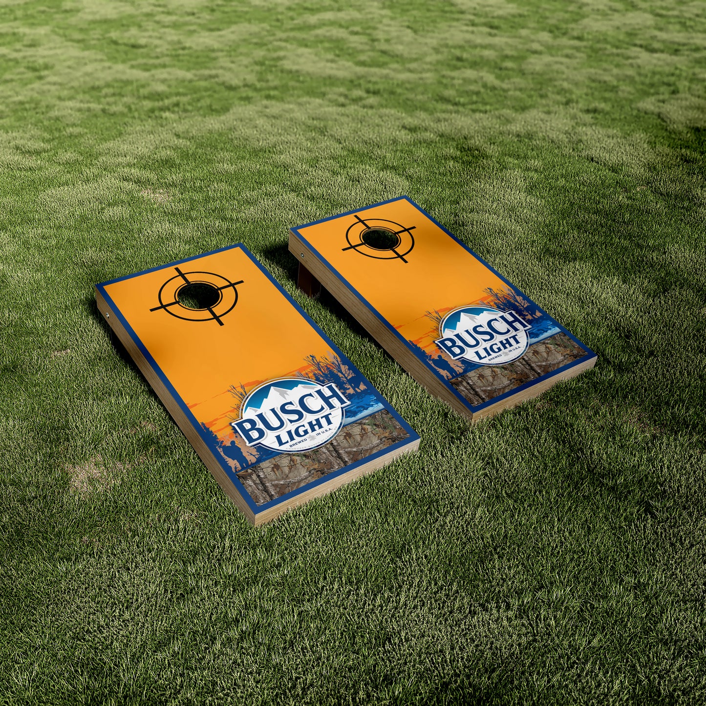 Orange Busch Light Beer Hunter Drinking Cornhole Vinyl Wraps/Skins