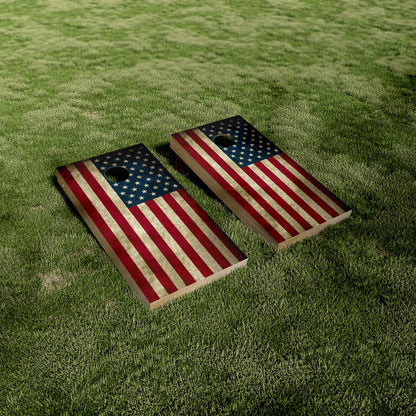 Worn American Flag Cornhole Vinyl Wraps/Skins