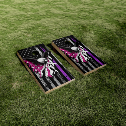 Eagle Cancer Ribbon Cornhole Wraps/Skins