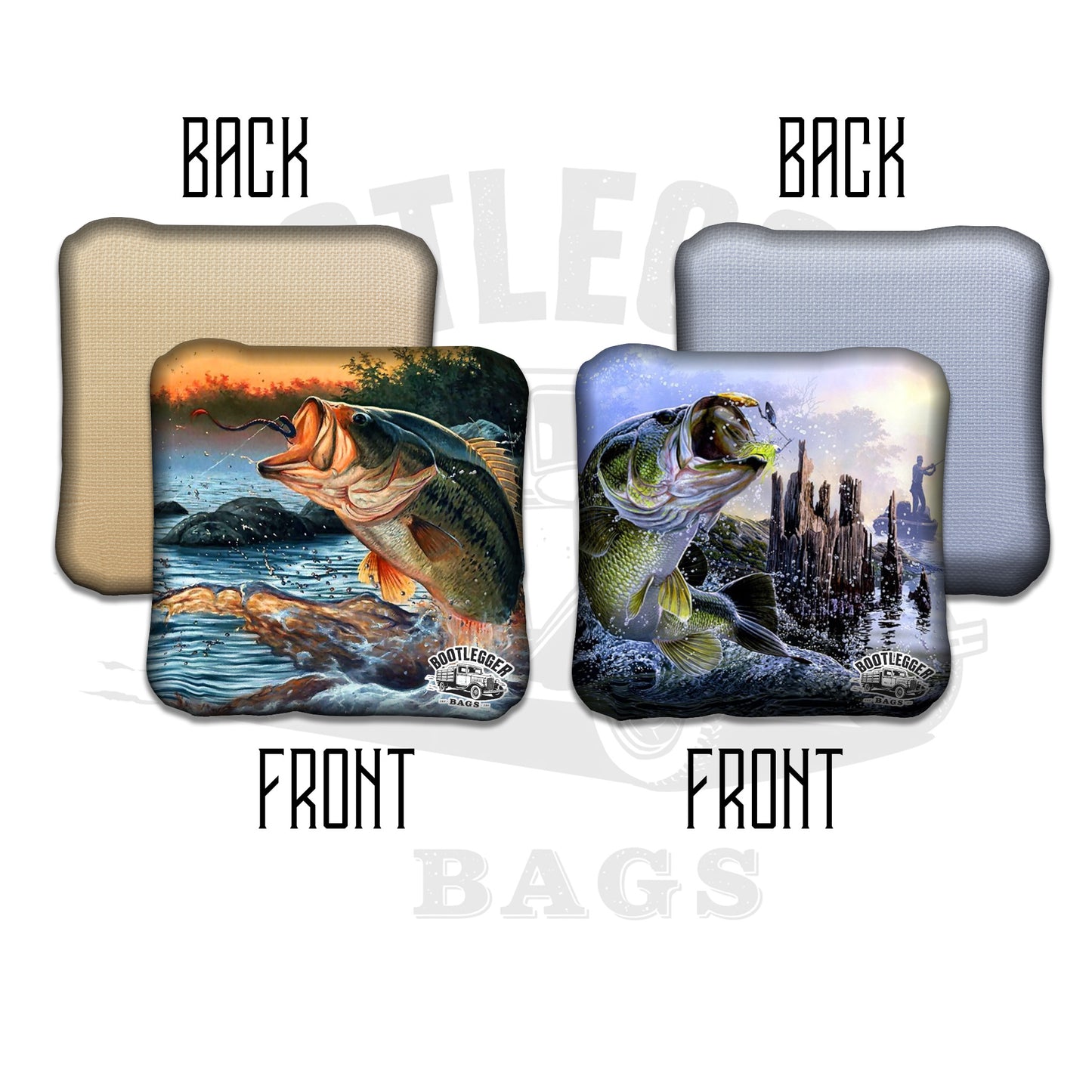 Fish Jumping Out of Water Fishing Cornhole Bags