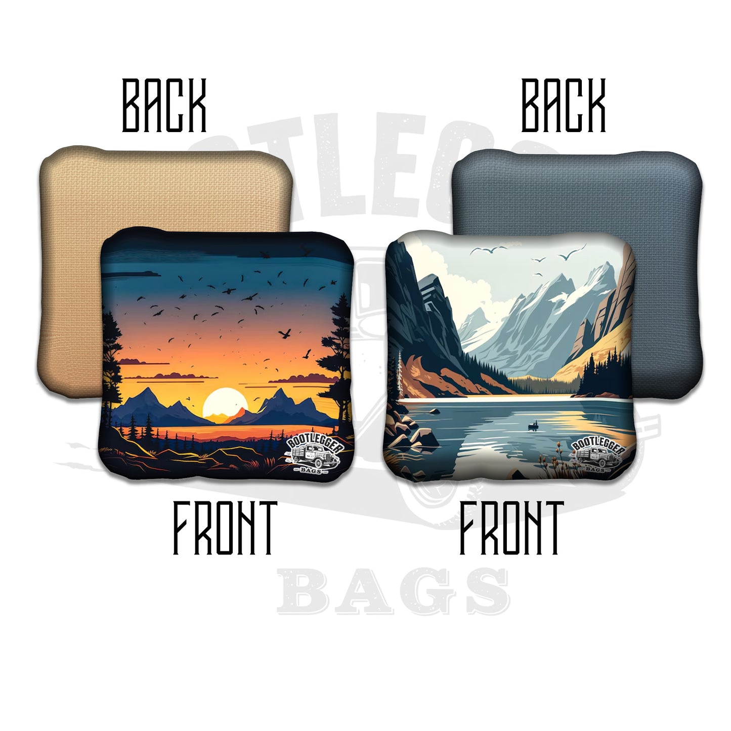 Mountains and River Landscape Cornhole Bags