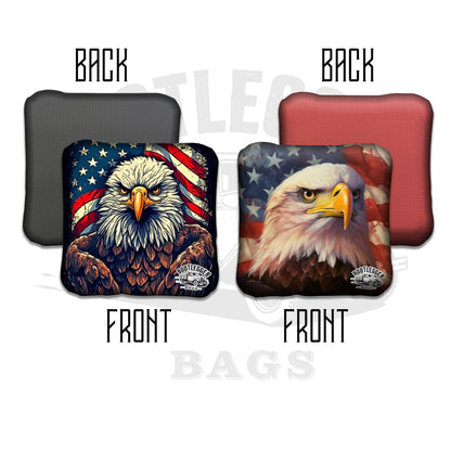 RWB American Flag with Eagle Cornhole Bags
