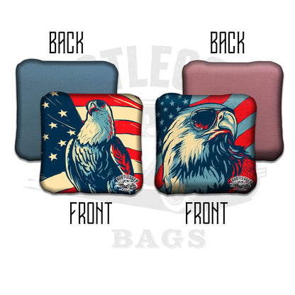 Retro Eagles on American Flags Cornhole Bags