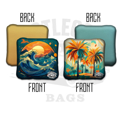 Palm Trees and Waves Tropical Cornhole Bags