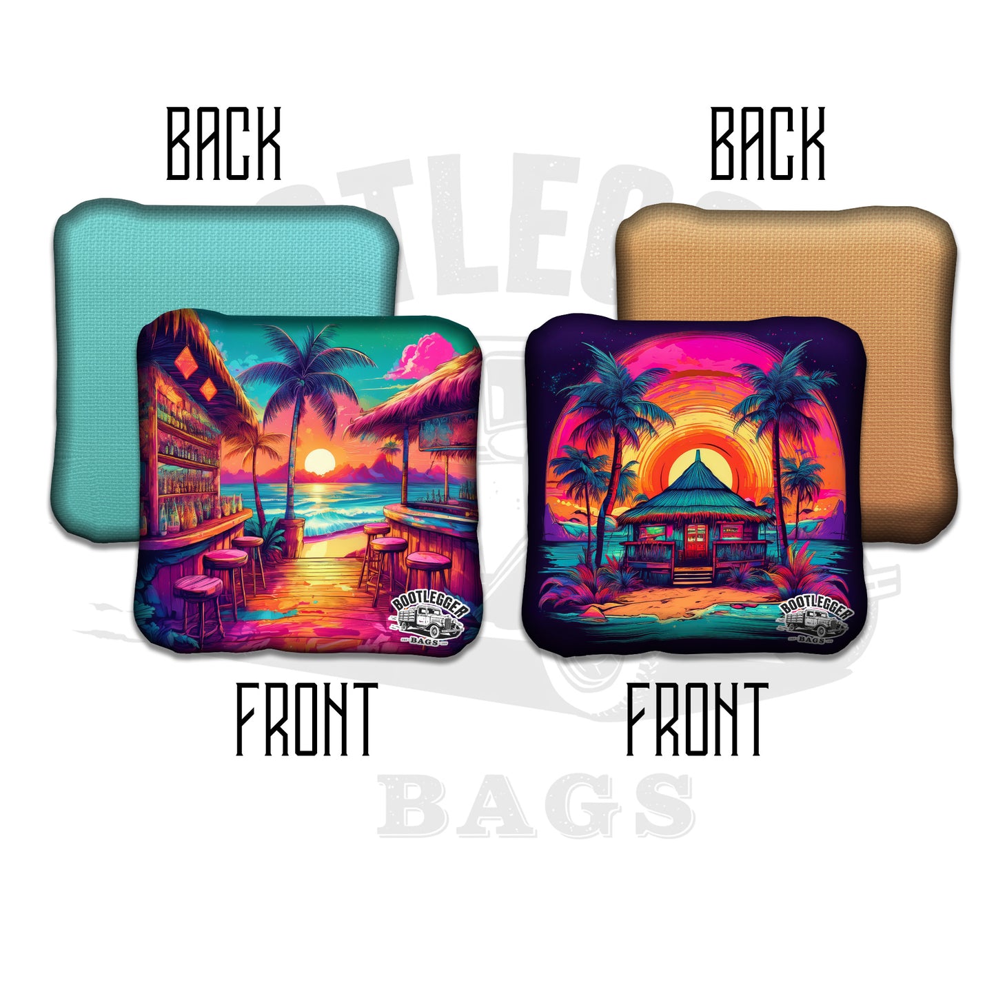 Beach Tiki Hut Oasis Cornhole Bags