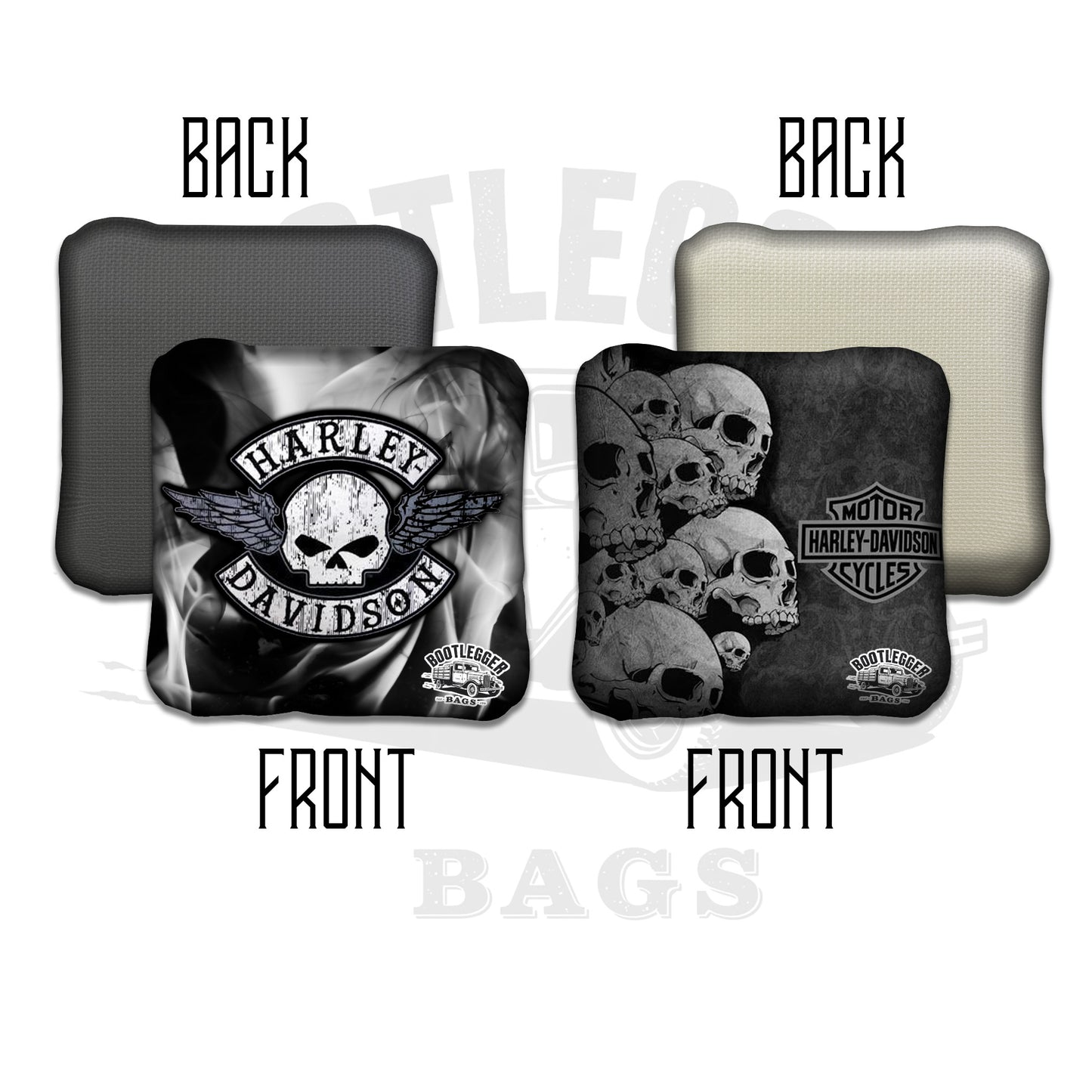 Harley Davidson Skulls and Smoke Cornhole Bags