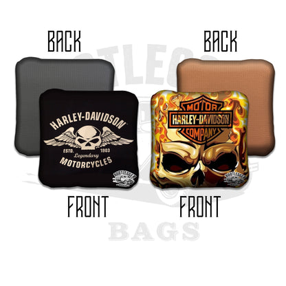 Harley Davidson Fire and Skull Cornhole Bags