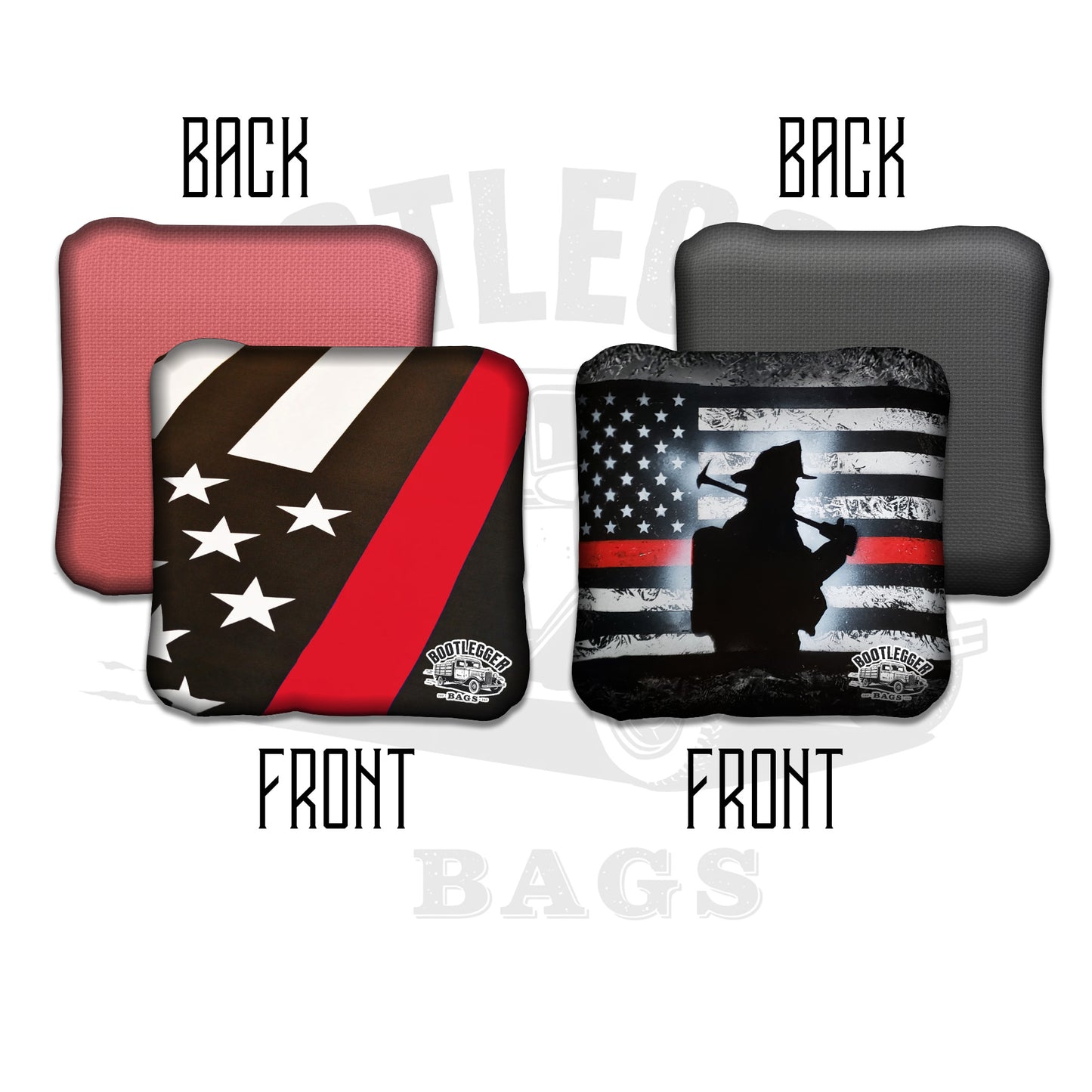Thin Red Line with Sillouette Cornhole Bags