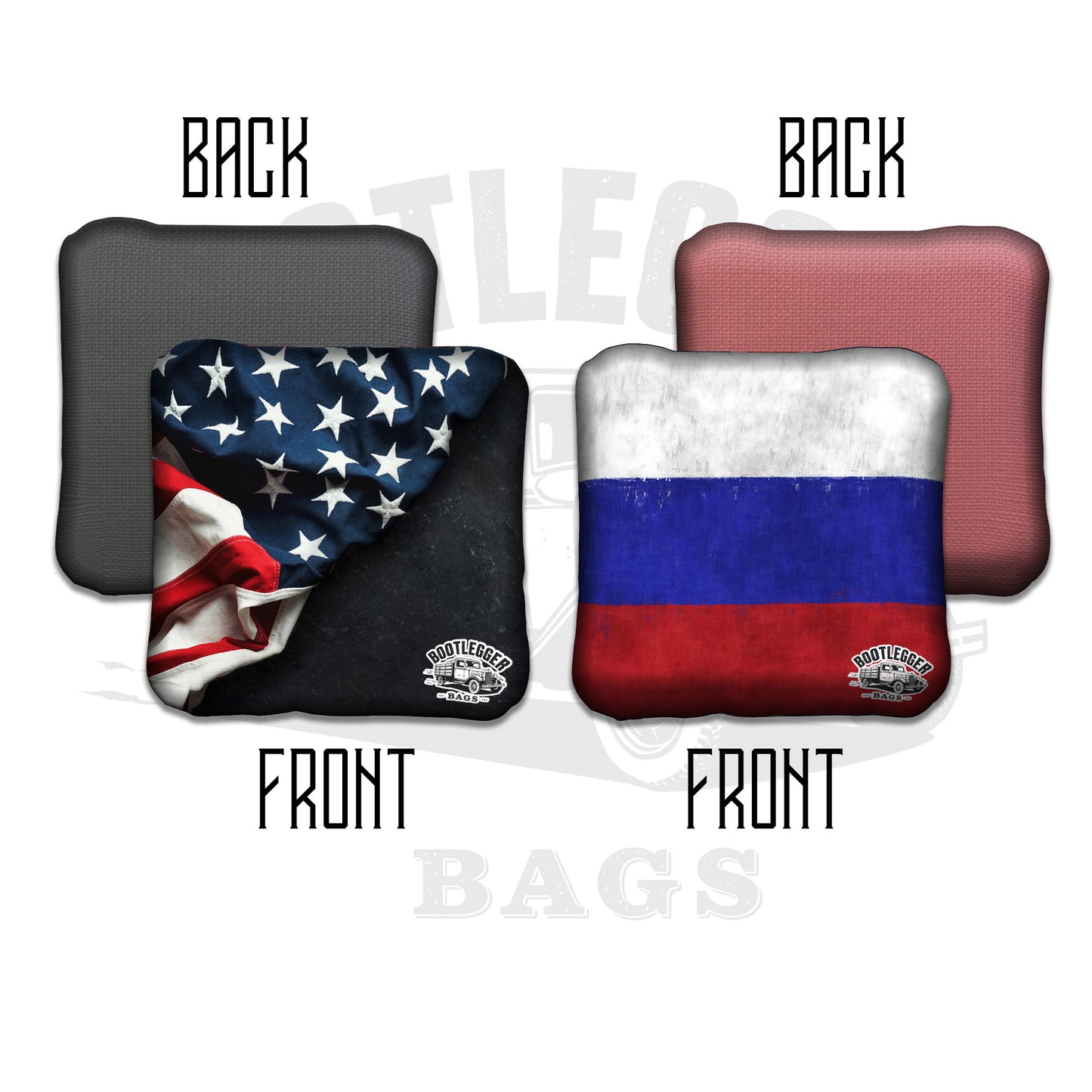 Russian and American Flag Cornhole Bags