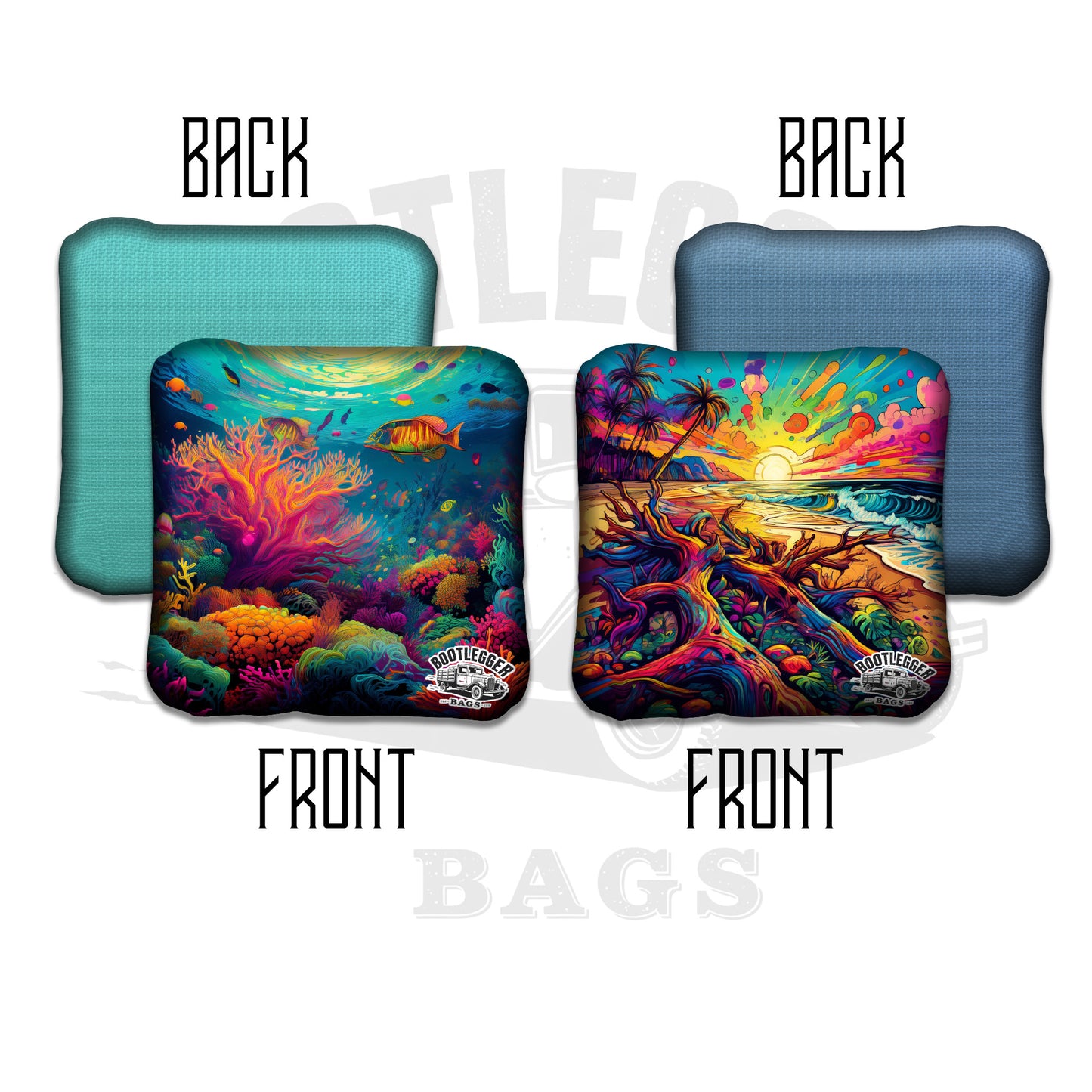 Tropical Under Water and Beach Cornhole Bags