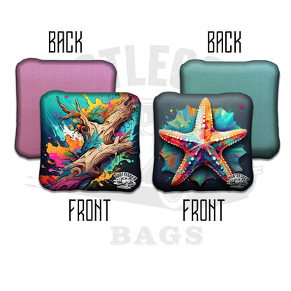 Starfish and Driftwood Tropical Watercolor Cornhole Bags
