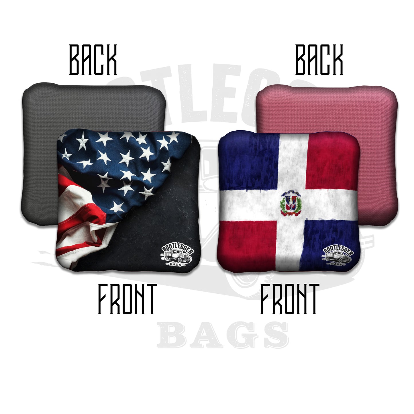 Dominican Republic and American Flag Cornhole Bags