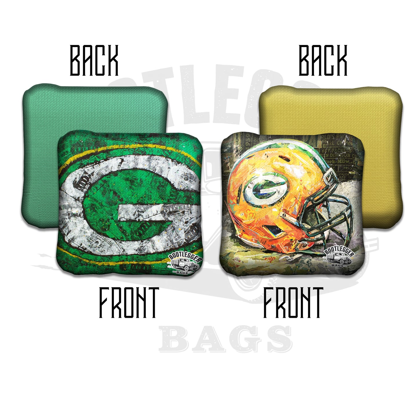 Green Bay Packers Fan Art Cornhole Bags