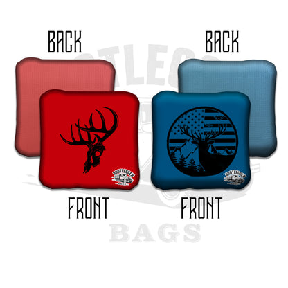 Red and Navy Deer Hunting Cornhole Bags