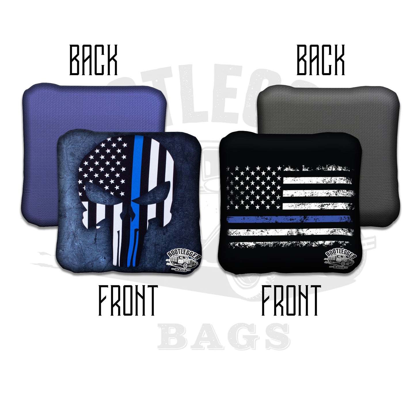 Thin Blue Line Punisher Flag Cornhole Bags