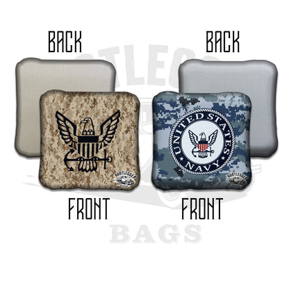 Navy Logo Camo Cornhole Bags