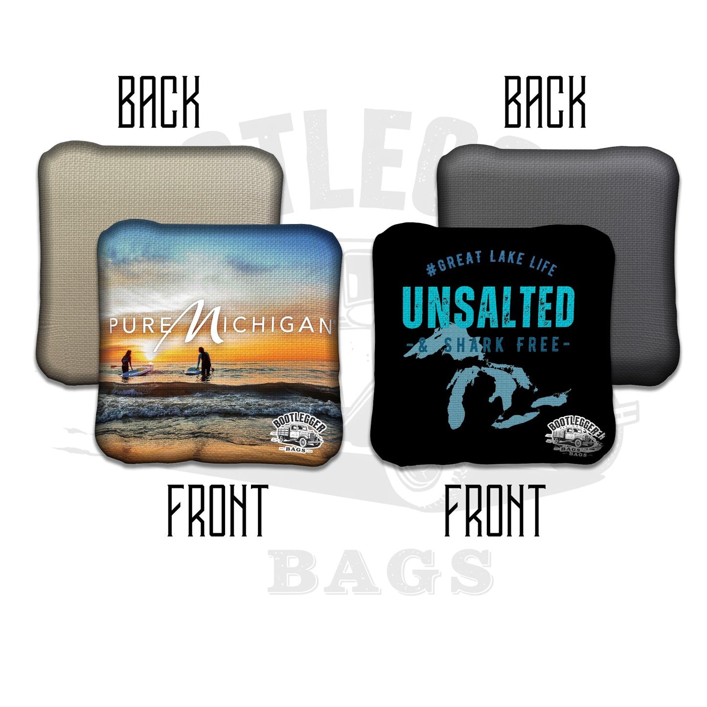 Pure Michigan and Unsalted and Shark Free Cornhole Bags