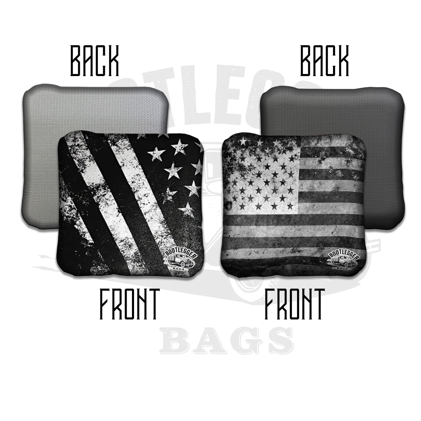 Black and White Distressed American Flag Cornhole Bags