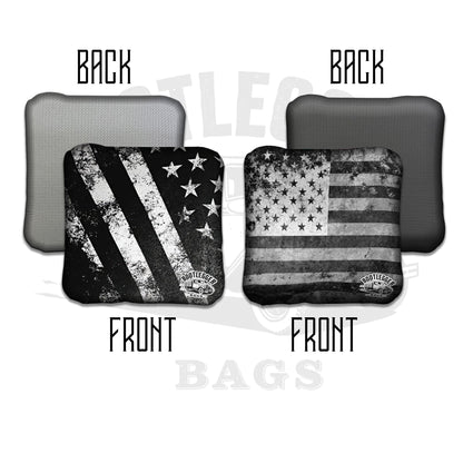 Black and White Distressed American Flag Cornhole Bags